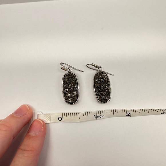 Kendra Scott Danay Iridescent Crystalized Drusy Drop Silvery Rhodium Earrings - Picture 4 of 10